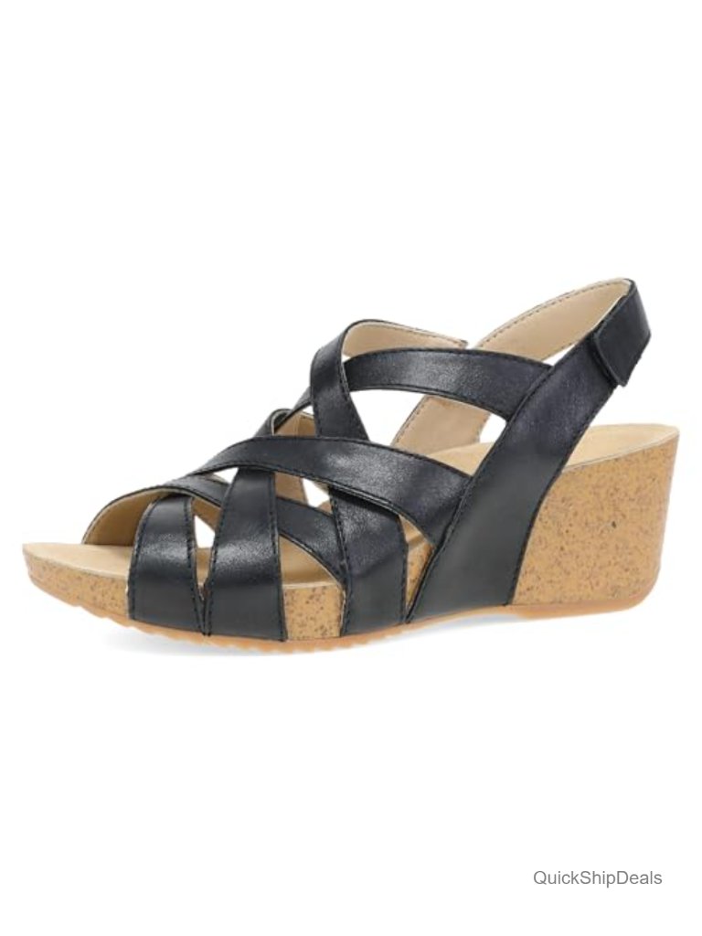 Premium Leather Wedge Sandal With Adjustable Strap & Arch Support